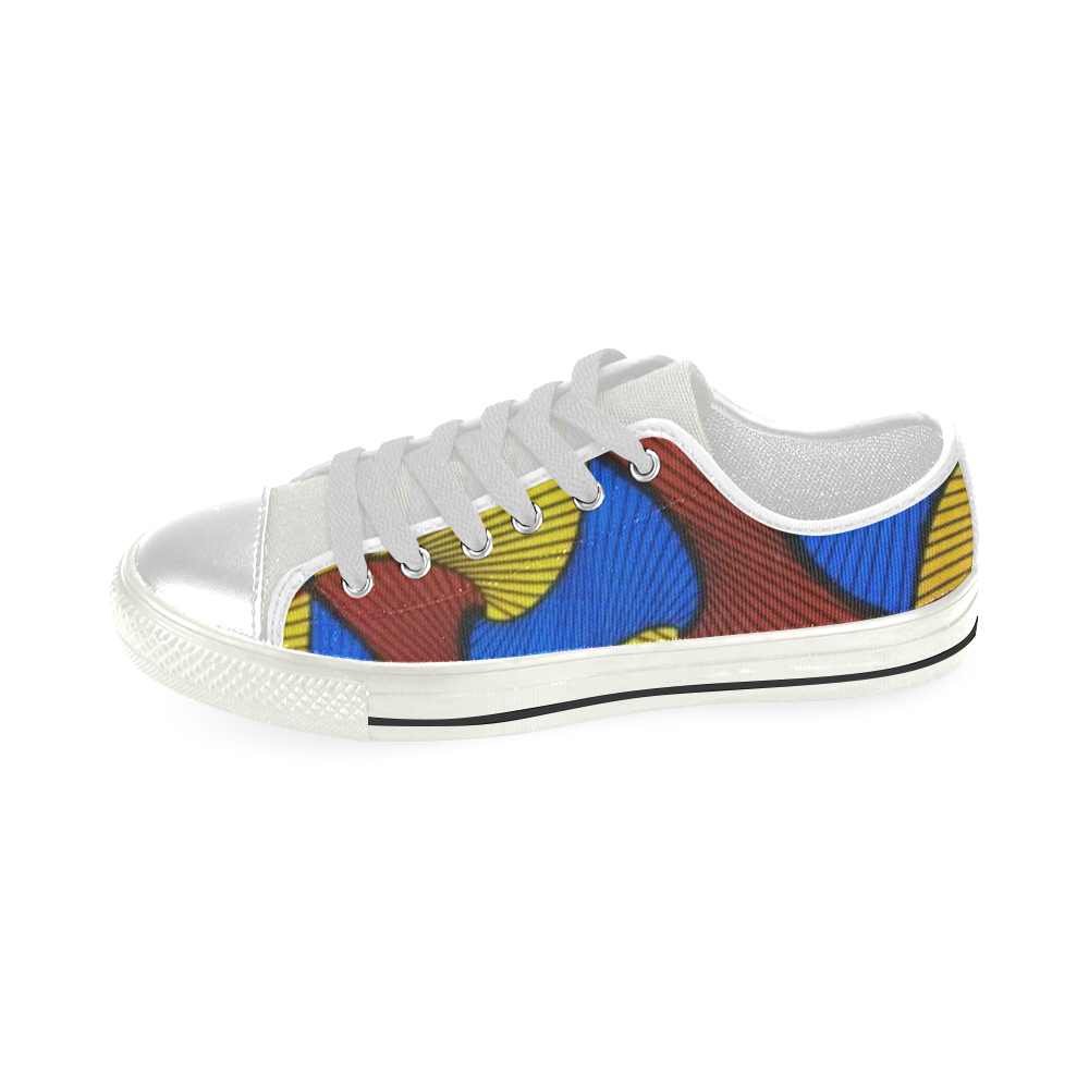 Blue orange circle afp Amerie' Bowde' Low Top Canvas Shoes for Kid (Model 018)