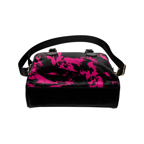 Pink and Black Paint Splatter Shoulder Handbag (Model 1634)