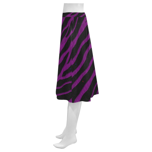 Ripped SpaceTime Stripes - Purple Mnemosyne Women's Crepe Skirt (Model D16)