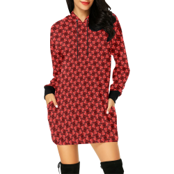 Red Hearts Love Pattern All Over Print Hoodie Mini Dress (Model H27)