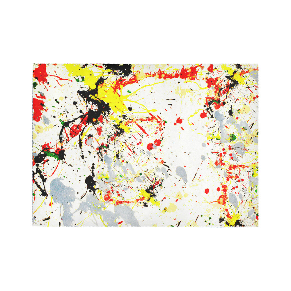 Black, Red, Yellow Paint Splatter Area Rug7'x5'