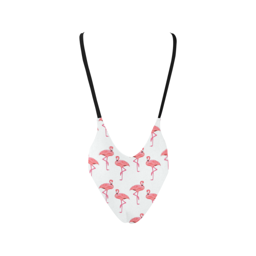 Classic Pink Flamingo Pattern Sexy Low Back One-Piece Swimsuit (Model S09)