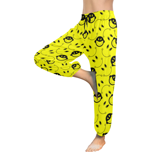 monkey tongue out on yellow Women's All Over Print Harem Pants (Model L18)