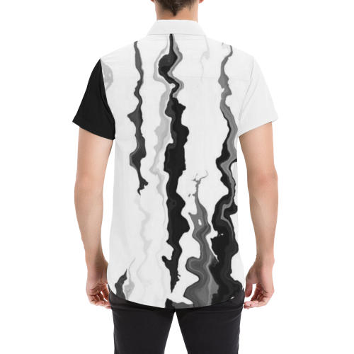 black and white Men's All Over Print Short Sleeve Shirt (Model T53)
