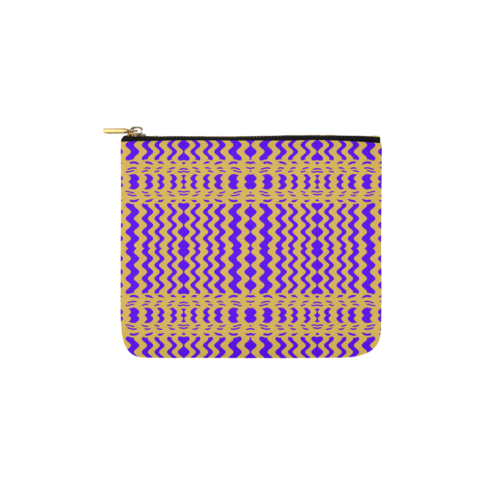 Purple Yellow Modern  Waves Lines Carry-All Pouch 6''x5''