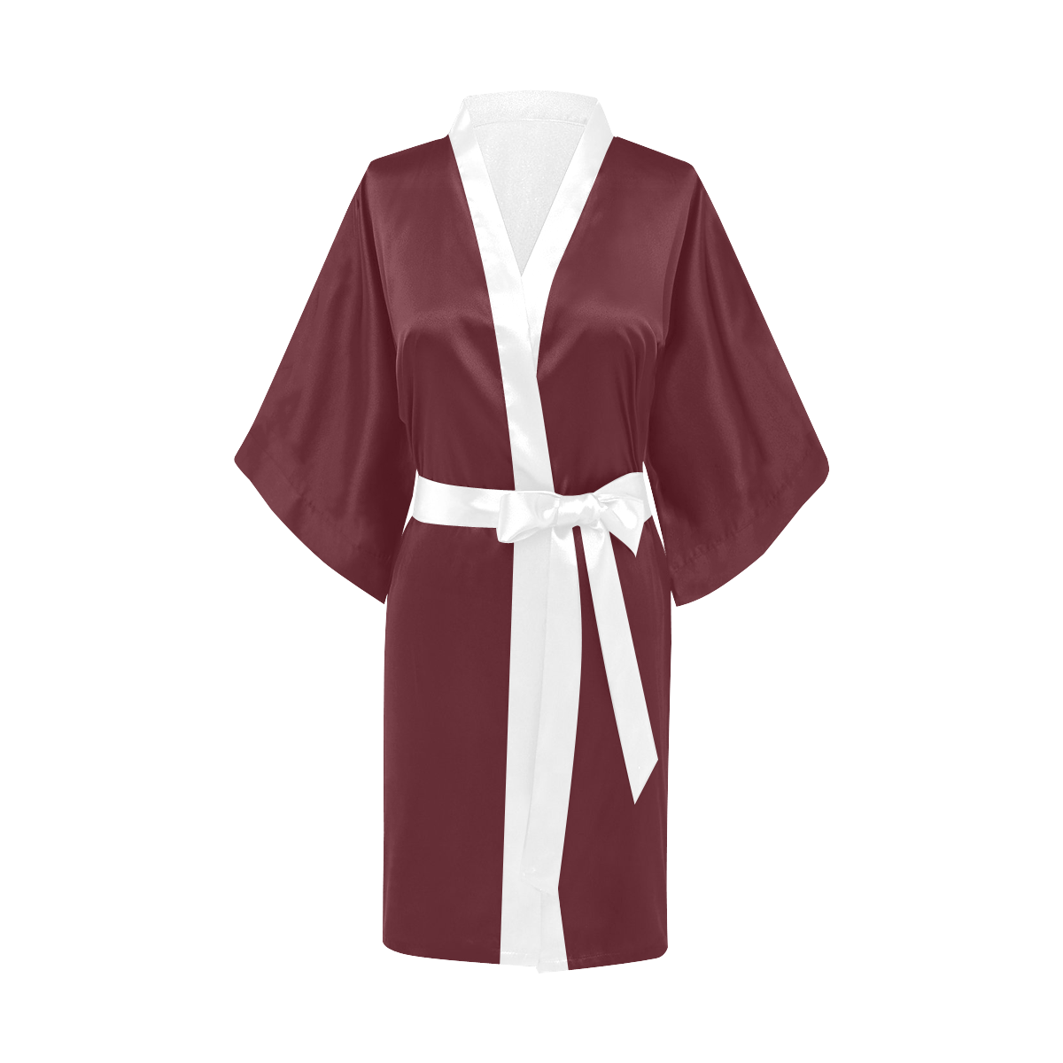 Asiatic Lily  Flowers Maroon Red Solid Color Kimono Robe