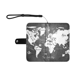 world map #map #worldmap Flip Leather Purse for Mobile Phone/Small (Model 1704)