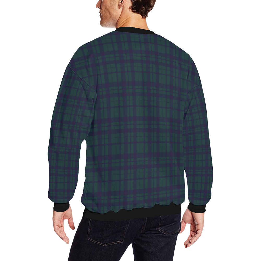 Green Plaid Rock Style All Over Print Crewneck Sweatshirt for Men (Model H18)