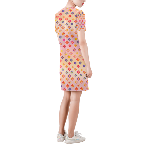 copy Short-Sleeve Round Neck A-Line Dress (Model D47)