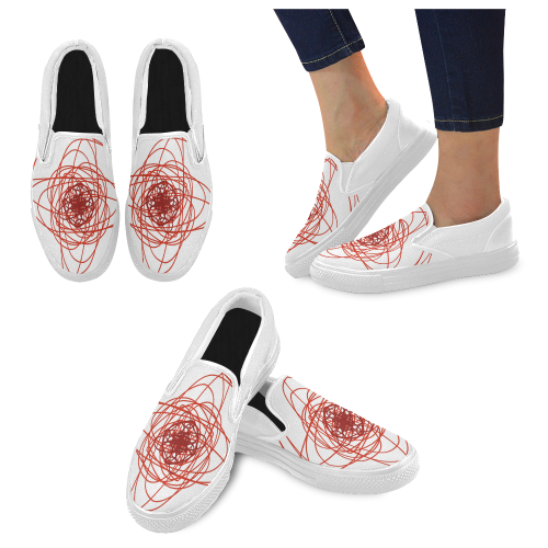 RED MANDALA LOOK Women's Unusual Slip-on Canvas Shoes (Model 019)