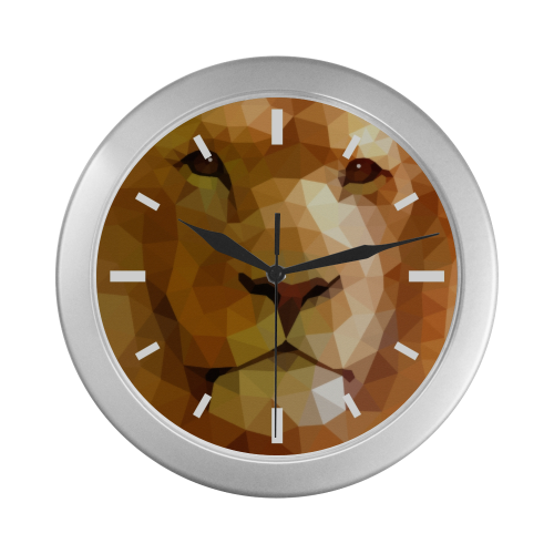 Polymetric Lion Silver Color Wall Clock