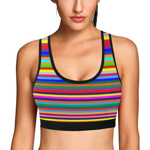 stripes horizontal Women's All Over Print Sports Bra (Model T52)