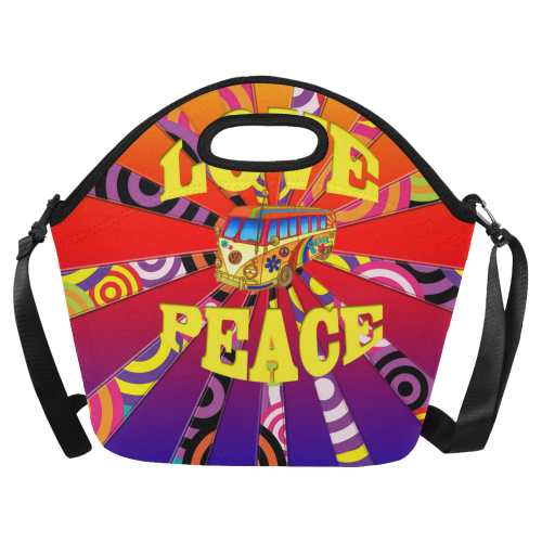 Boho Love and Peace Neoprene Lunch Bag/Large (Model 1669)