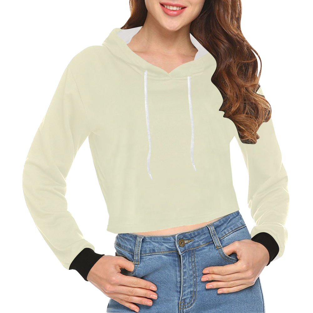 color light yellow All Over Print Crop Hoodie for Women (Model H22)