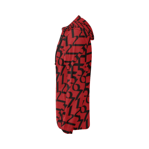 NUMBERS Collection 1234567 Red/Black All Over Print Full Zip Hoodie for Women (Model H14)
