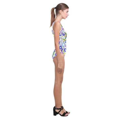 Vivid floral pattern 4181B by FeelGood Vest One Piece Swimsuit (Model S04)