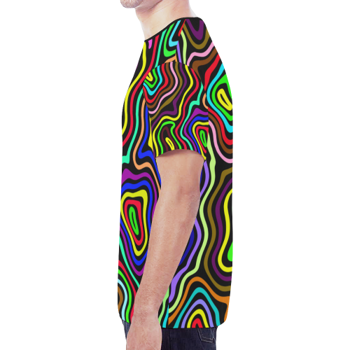 Multicolored Wavy Line Pattern New All Over Print T-shirt for Men (Model T45)