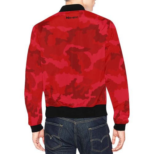 NUMBERS Collection Camo Ready Red All Over Print Bomber Jacket for Men (Model H19)