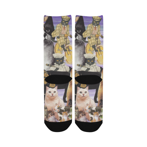 Cute Cat Collage 4 med socks Women's Custom Socks