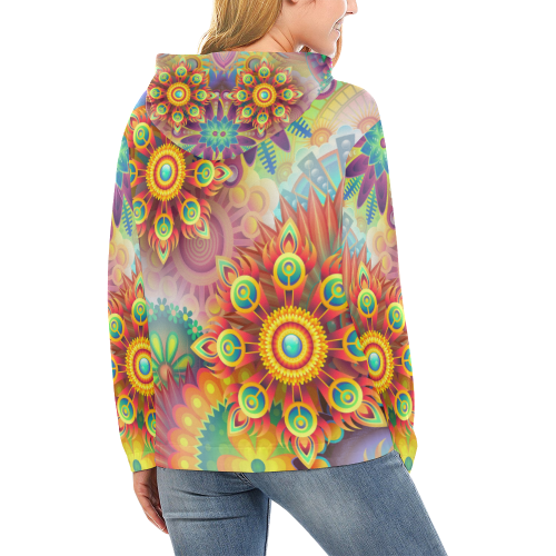 colorful-abstract 3D All Over Print Hoodie for Women (USA Size) (Model H13)