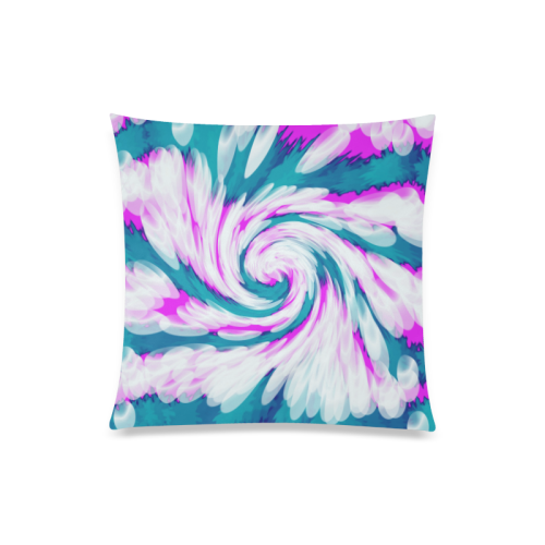 Turquoise Pink Tie Dye Swirl Abstract Custom Zippered Pillow Case 20"x20"(Twin Sides)