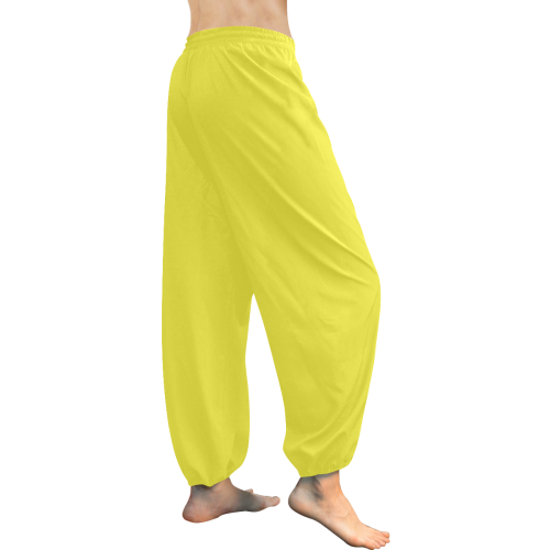 Yummy Lily Yellow Solid Color Women's All Over Print Harem Pants (Model L18)