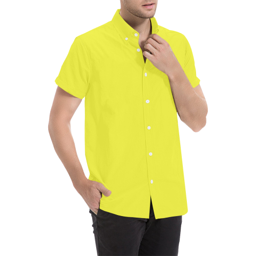 color maximum yellow Men's All Over Print Short Sleeve Shirt (Model T53)