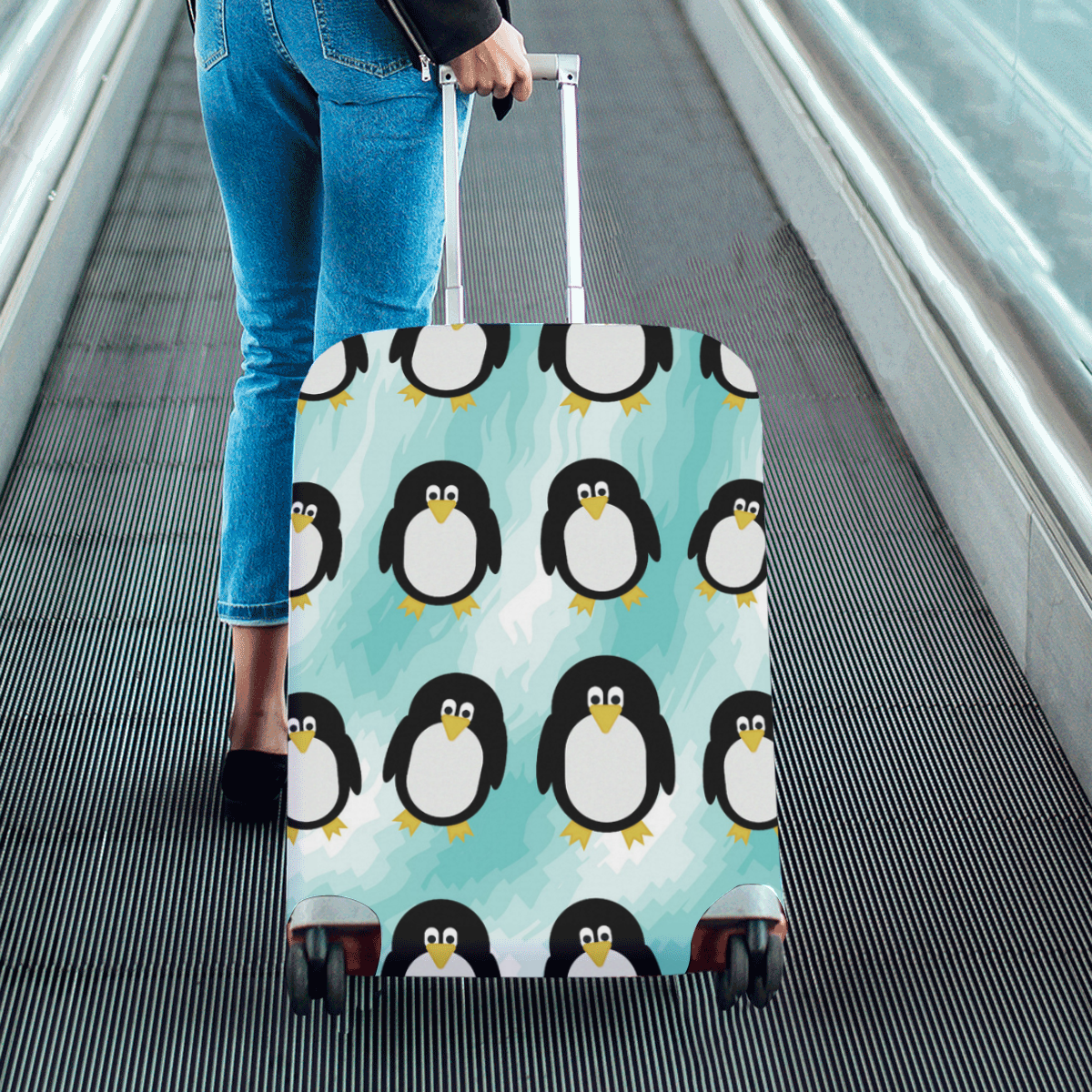 Penguins Luggage Cover/Medium 22"-25"