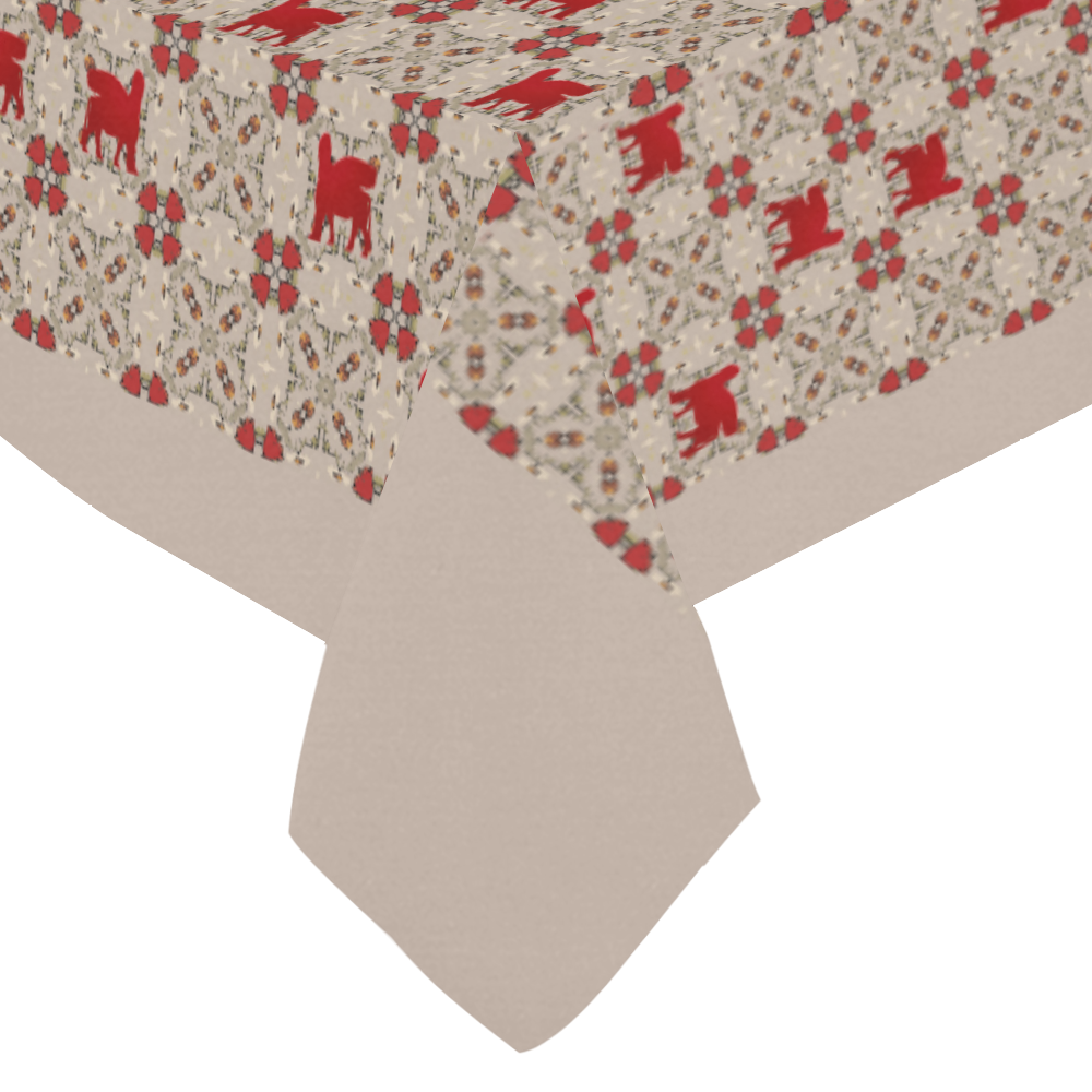 Red Lamassu Cotton Linen Tablecloth 60"x 84"
