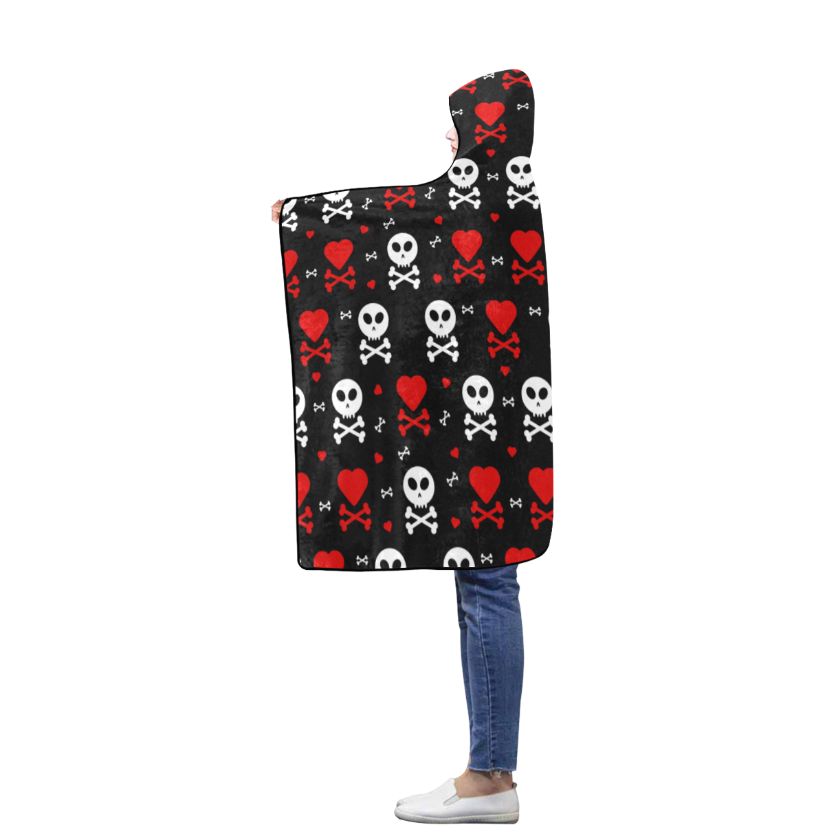 Skull and Crossbones Flannel Hooded Blanket 40''x50''
