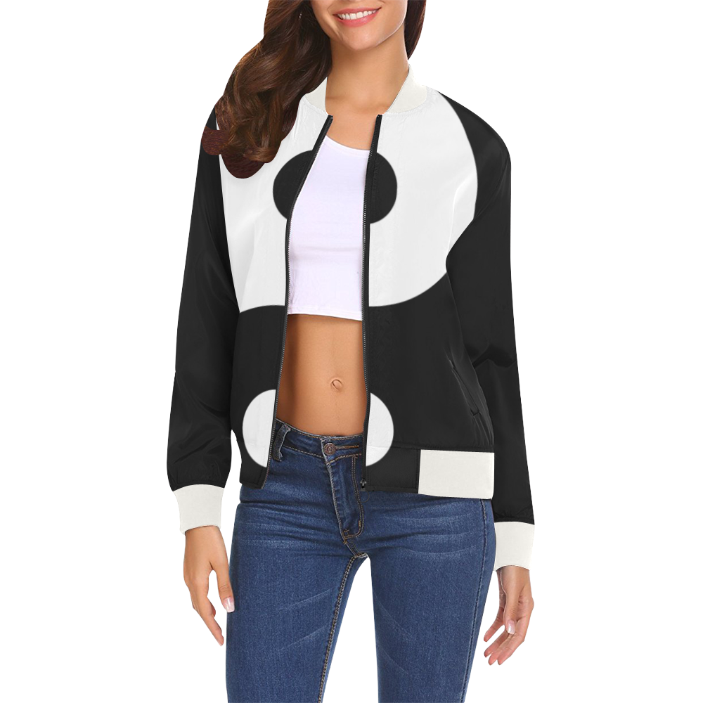 Yin and Yang All Over Print Bomber Jacket for Women (Model H19)
