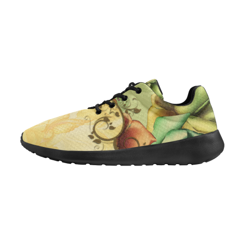 Colorful flowers with butterflies Women's Athletic Shoes (Model 0200)