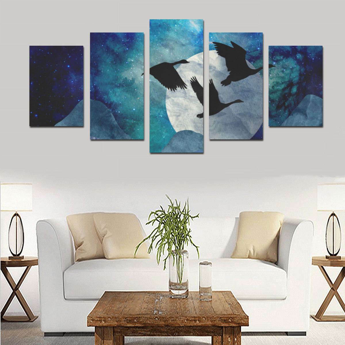 Night In The Mountains Canvas Print Sets D (No Frame)