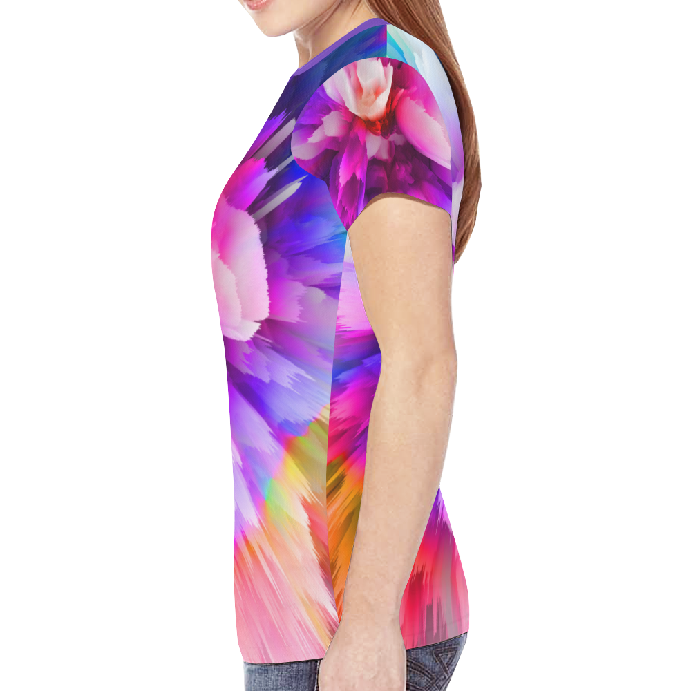 3d flower New All Over Print T-shirt for Women (Model T45)