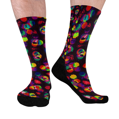 Rainbow Paint Splats Mid-Calf Socks (Black Sole)