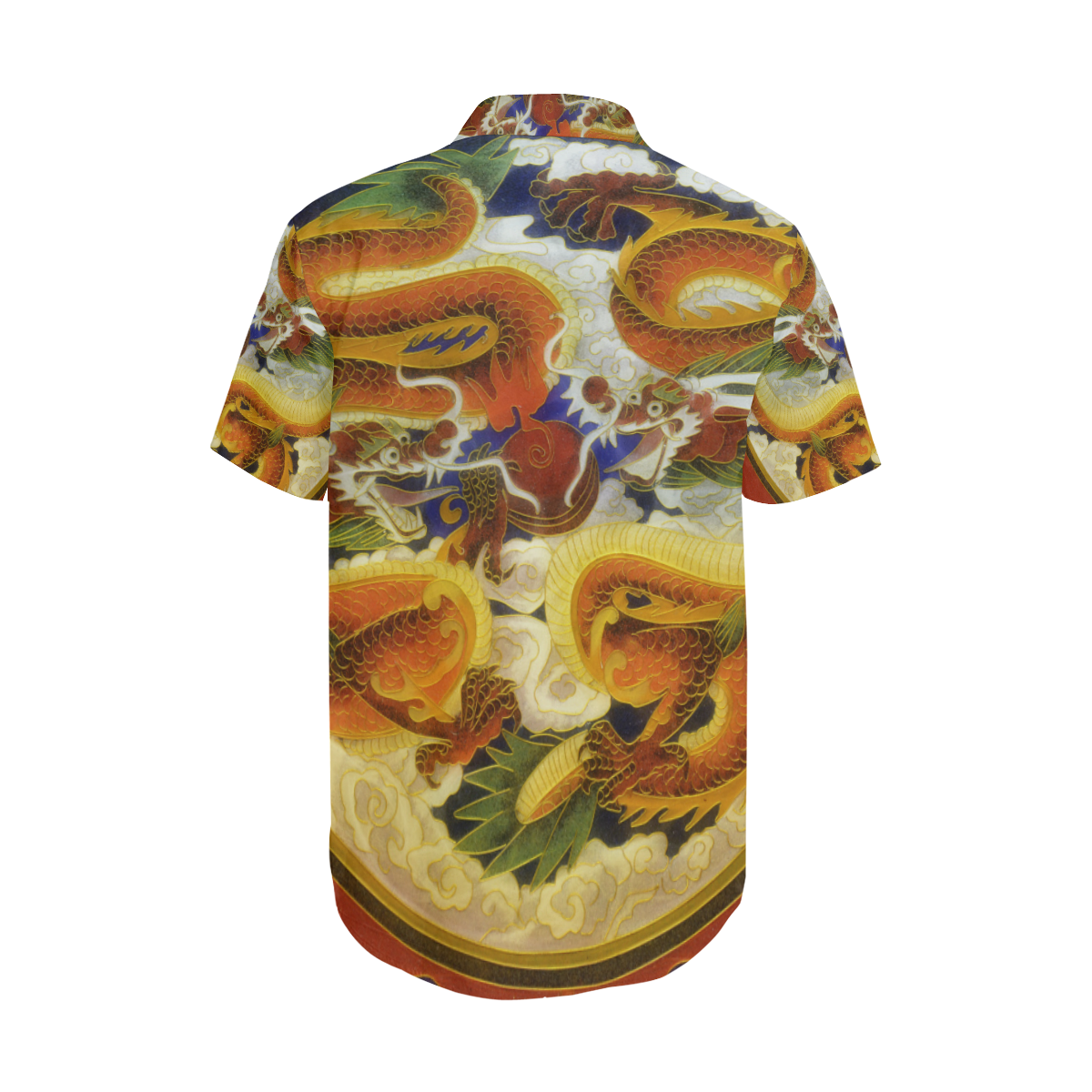 Chinese Dragons Men's Short Sleeve Shirt with Lapel Collar (Model T54)