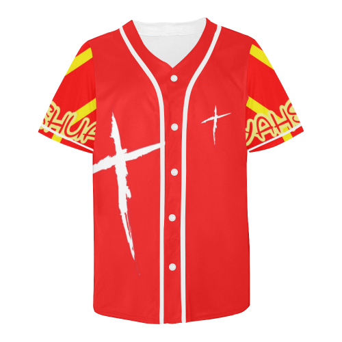 Red 2 All Over Print Baseball Jersey for Men (Model T50)