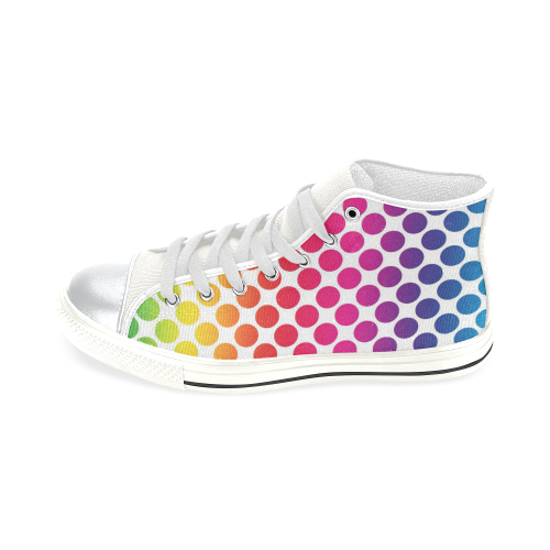 Rainbow Polka Dots High Top Canvas Shoes for Kid (Model 017)
