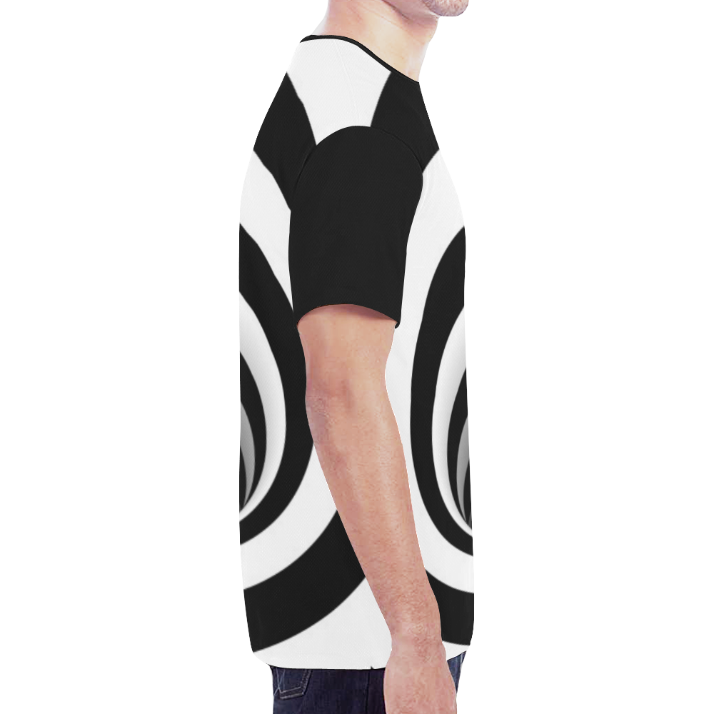 Optical Illusion Black Hole Rings (Black/White) New All Over Print T-shirt for Men (Model T45)
