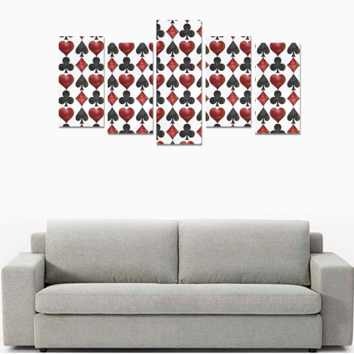 Las Vegas Black and Red Casino Poker Card Shapes Canvas Print Sets E (No Frame)