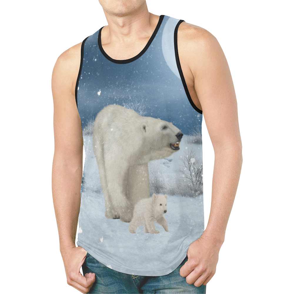 Polar bear mum with polar bear cub New All Over Print Tank Top for Men (Model T46)