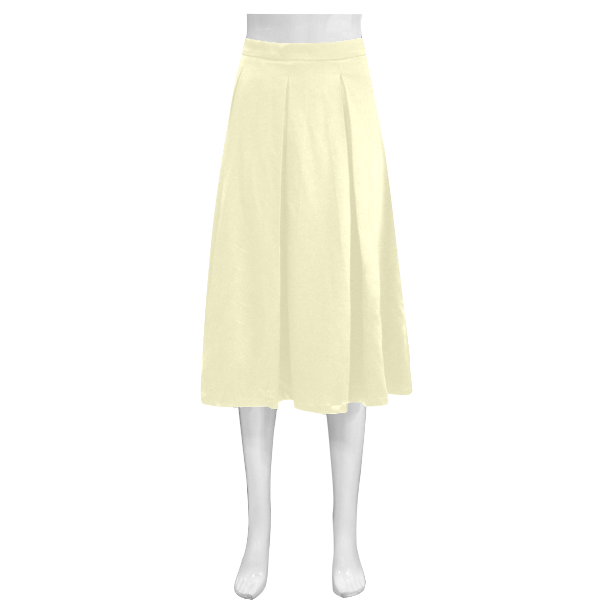 color lemon chiffon Mnemosyne Women's Crepe Skirt (Model D16)