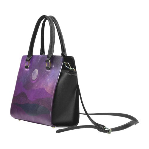Purple Moon Night Rivet Shoulder Handbag (Model 1645)