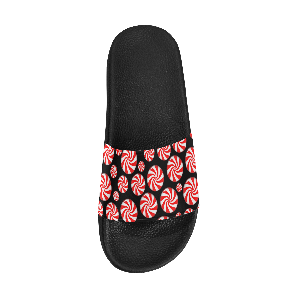 Christmas Peppermint Candy on Black Men's Slide Sandals (Model 057)