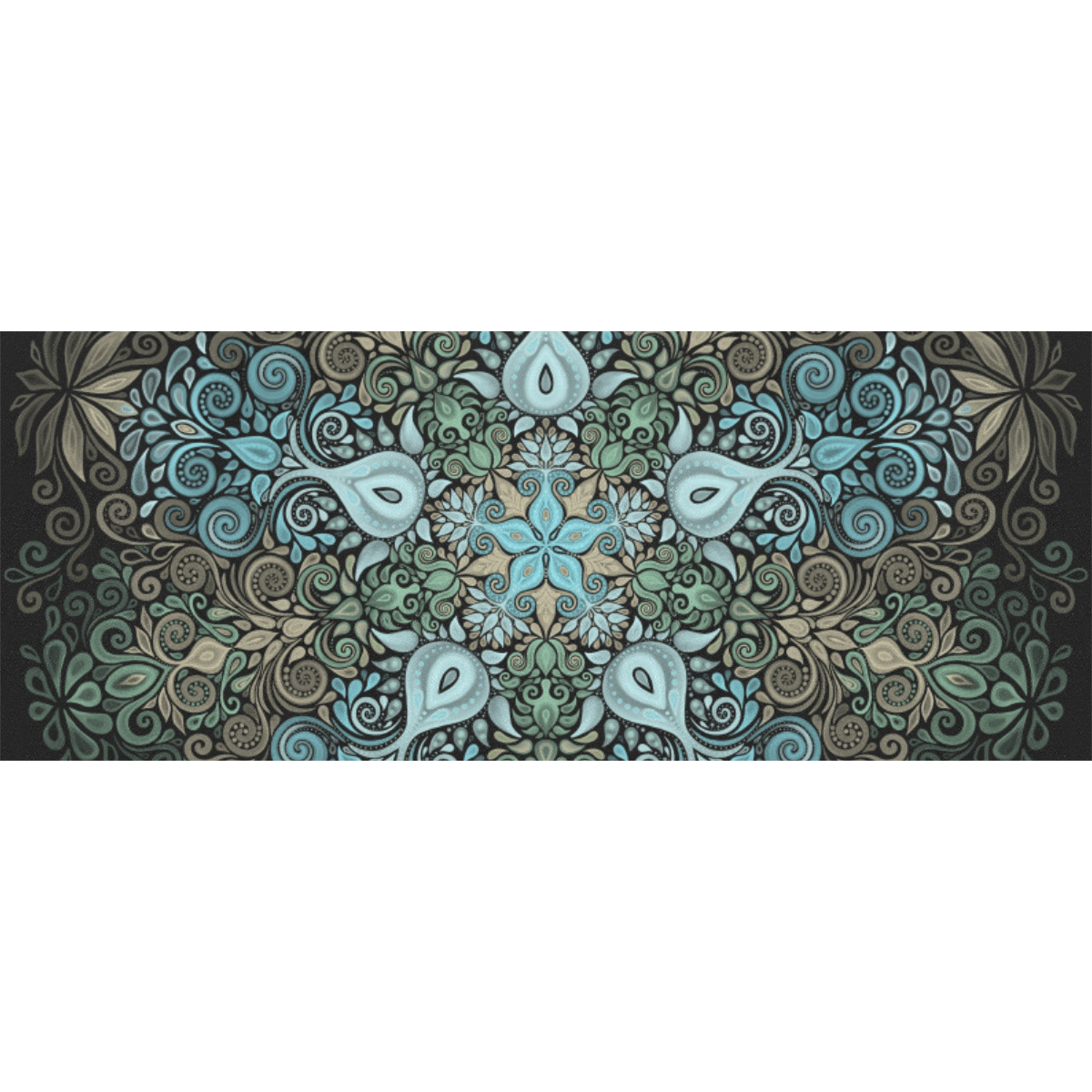 Baroque Garden Watercolor Turquoise Mandala Gift Wrapping Paper 58"x 23" (5 Rolls)