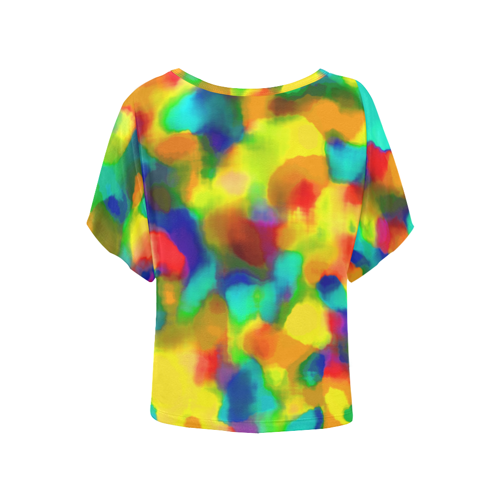 Colorful watercolors texture Women's Batwing-Sleeved Blouse T shirt (Model T44)