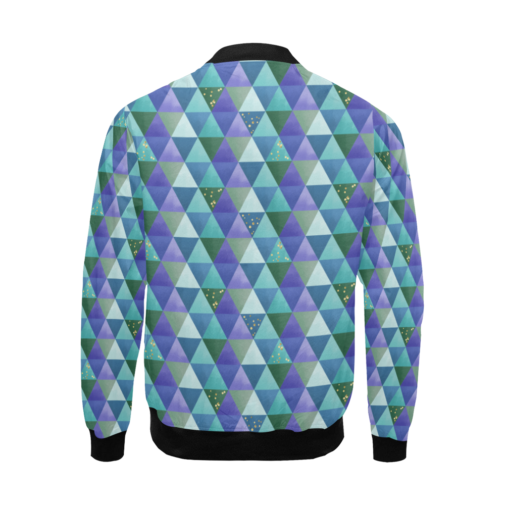 Triangle Pattern - Blue Violet Teal Green All Over Print Bomber Jacket for Men (Model H19)