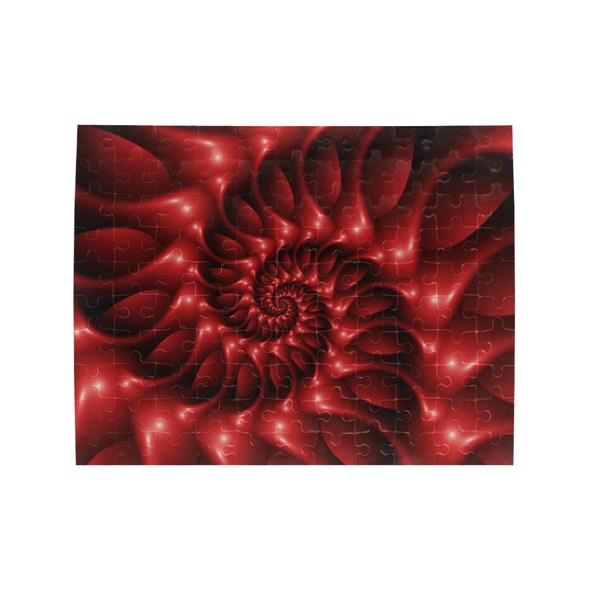 Red Spiral Fractal Puzzle Rectangle Jigsaw Puzzle (Set of 110 Pieces)