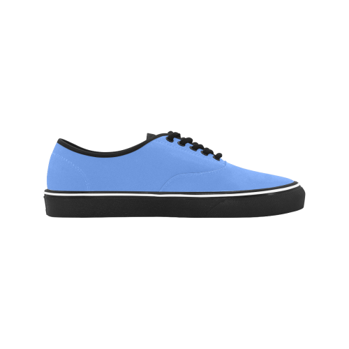 color cornflower blue Classic Men's Canvas Low Top Shoes (Model E001-4)