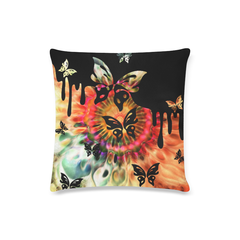 Magic Fractal Flower - Psychedelic Magenta Red Custom Zippered Pillow Case 16"x16"(Twin Sides)